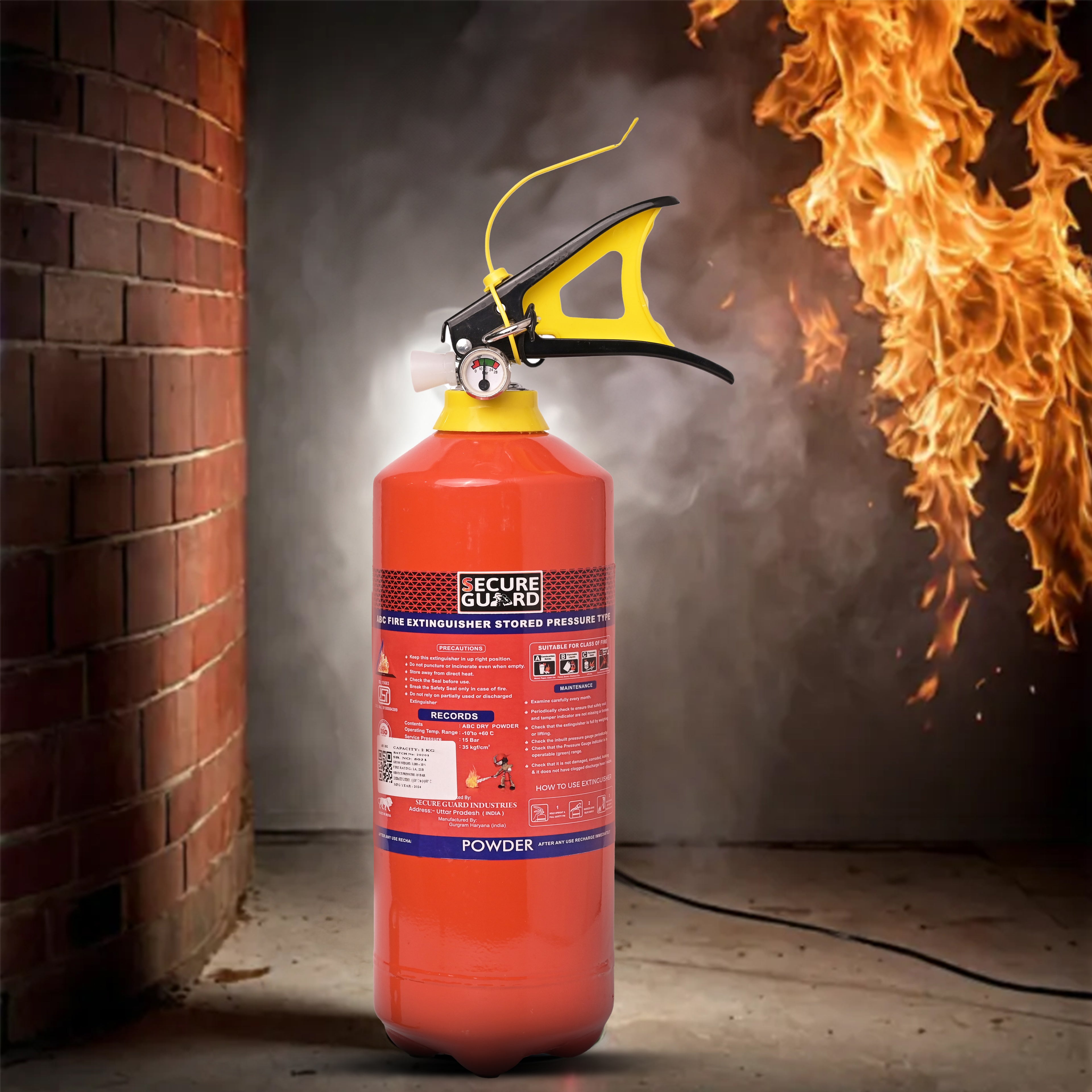 Red Premium Abc Powder Type Fire Extinguisher Isi Mark 2KG