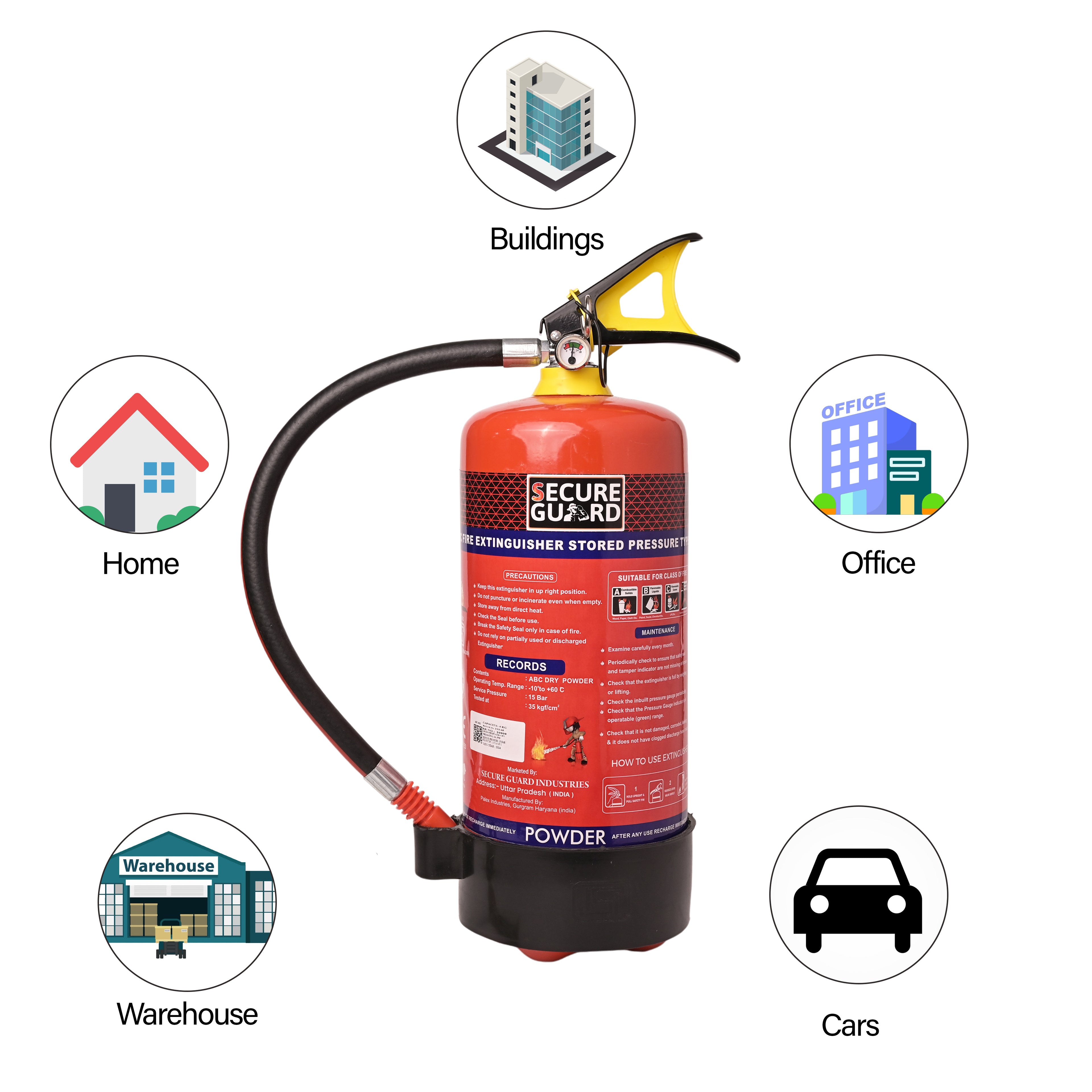 Red Premium Abc Powder Type Fire Extinguisher Isi Mark 4KG